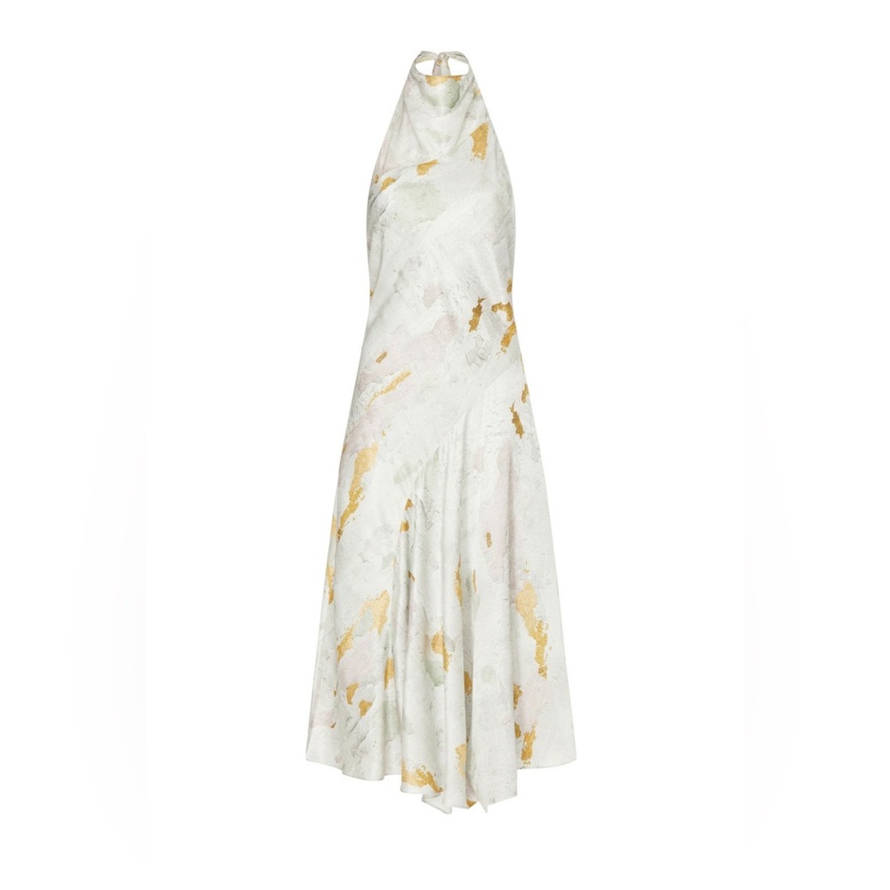 All Saints Abstract Pattern Scarf in Gray and Gold
